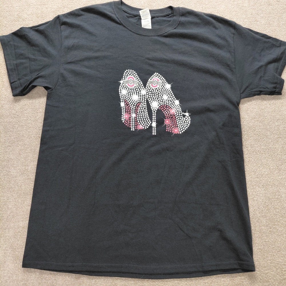 Ohio State Women's High Heel Logo LARGE Black Crew Neck Short Sleeve T-Shirt Top